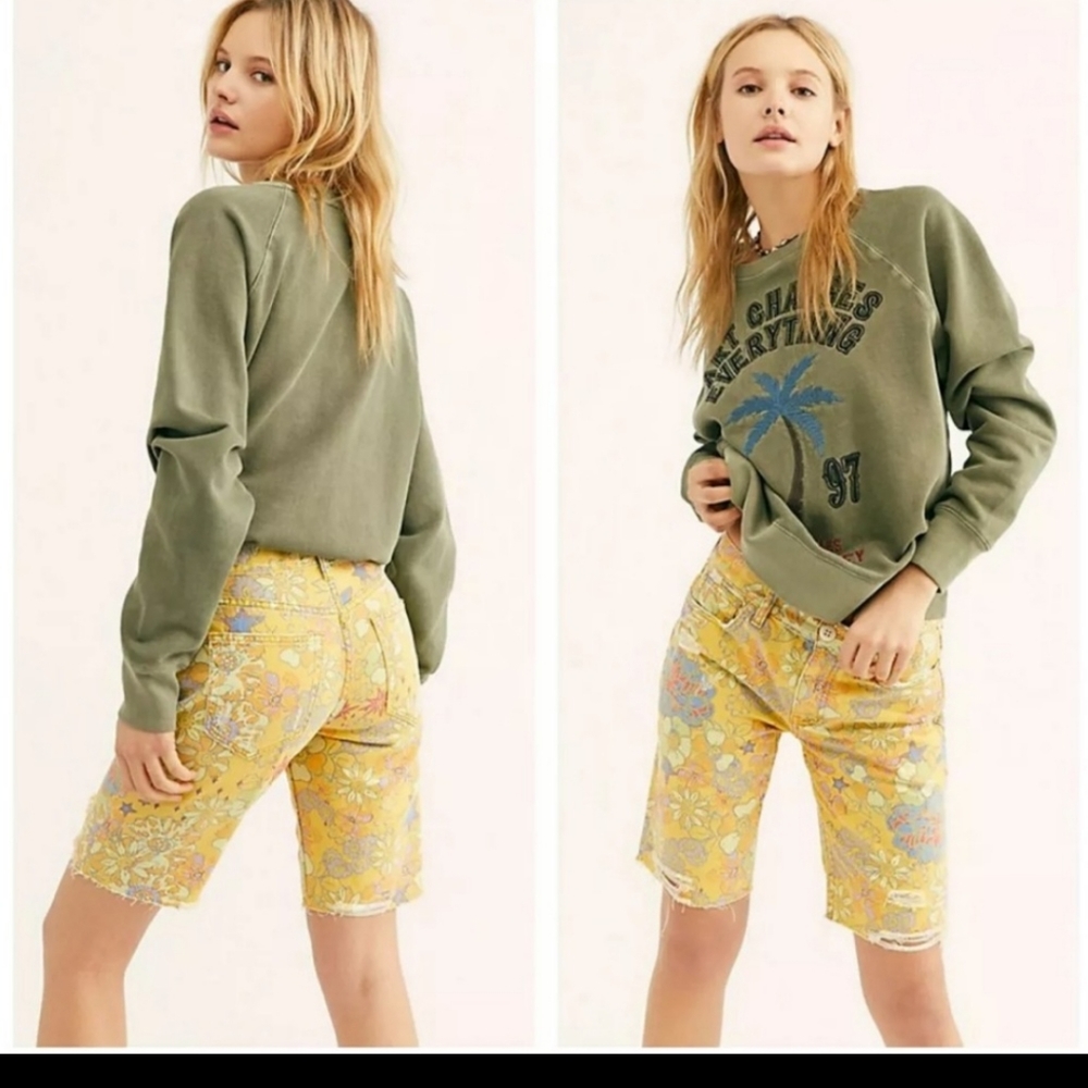 NWT Free People  Alani Print Cutoff Short
